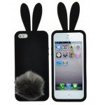 Wholesale iPhone 5 5S 3D Bunny Case with Stand Up Tail (Black)